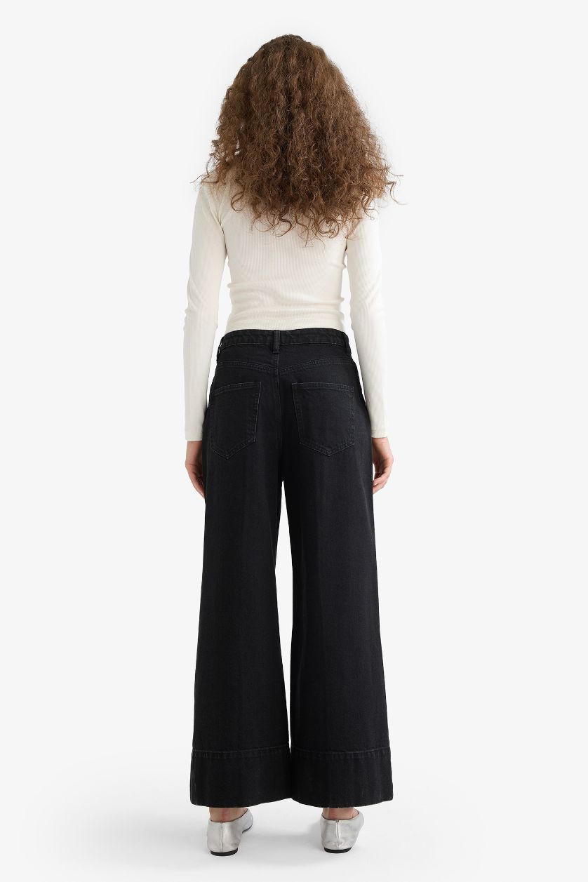 WOMAN Black Wide Leg High Waist Long Jeans