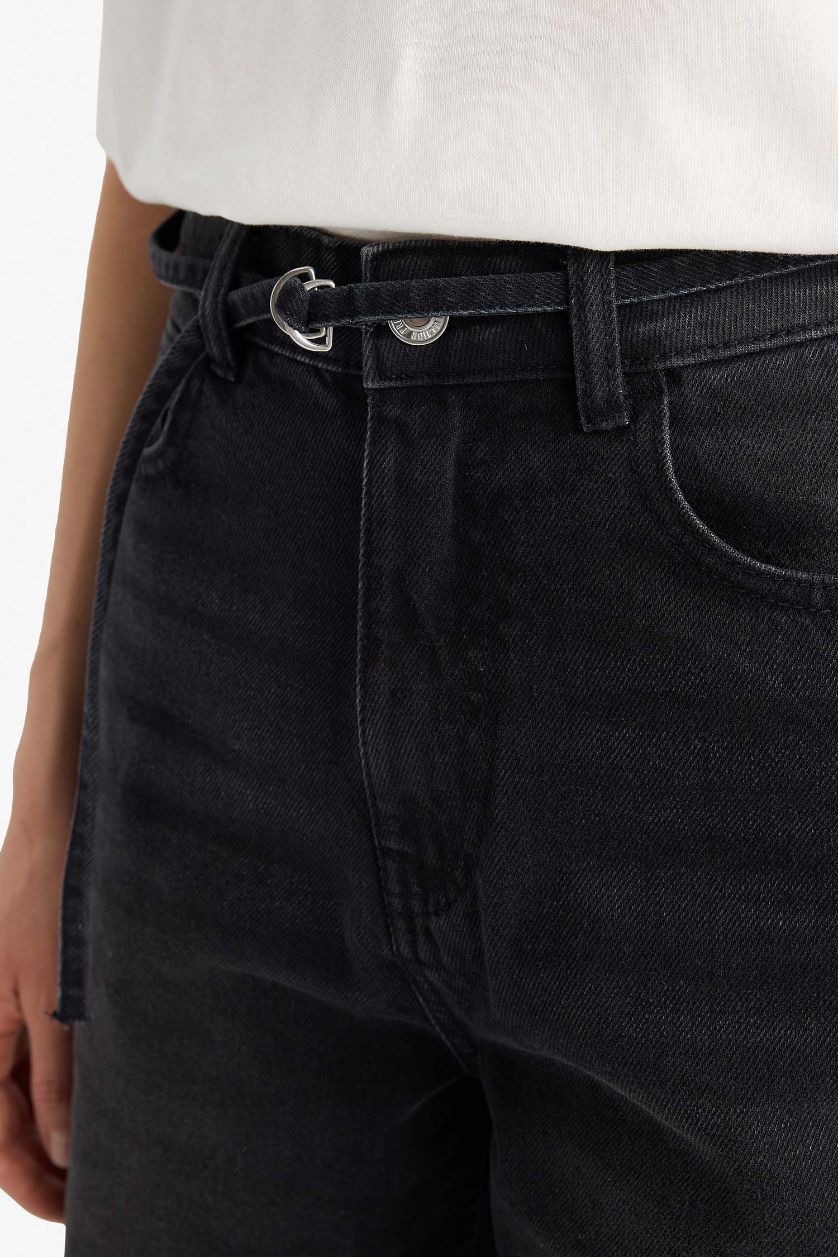 WOMAN Anthracite 90's Straight Fit Wide Leg High Waist Long Jeans