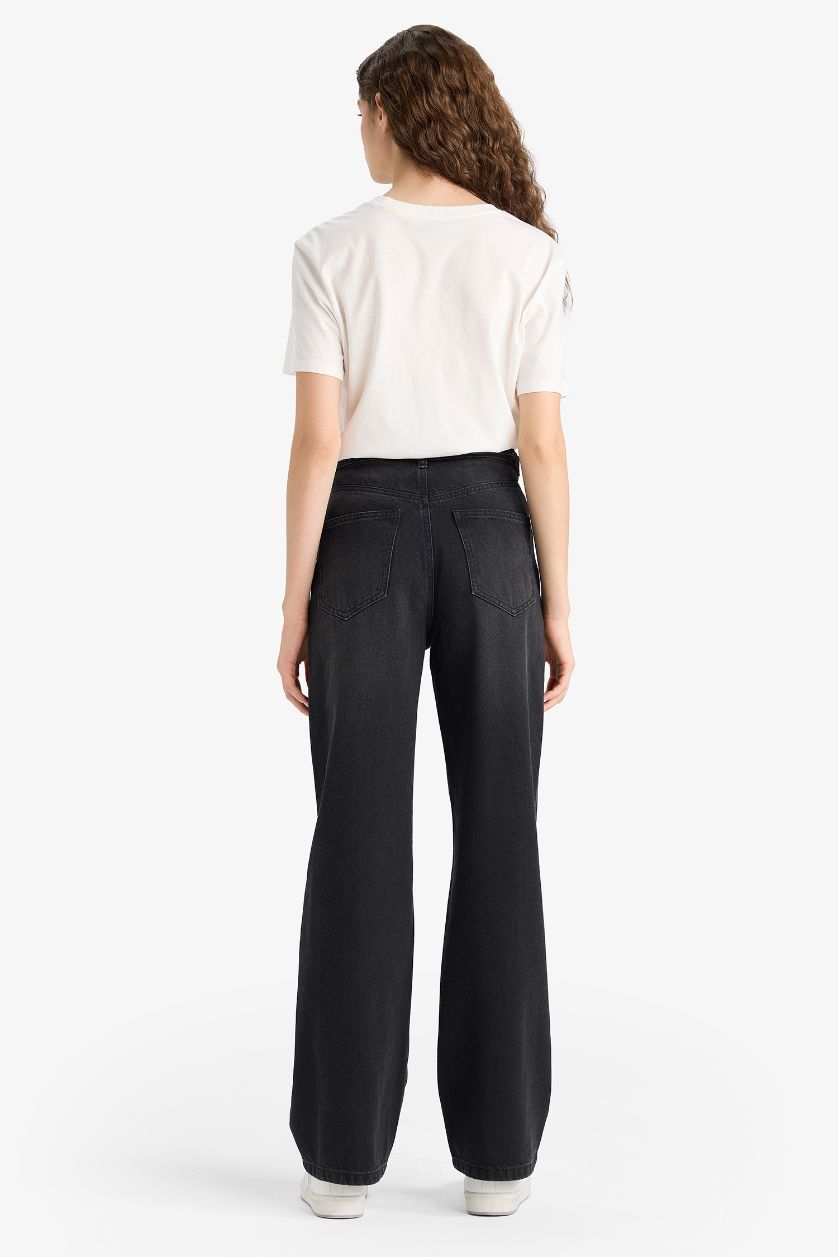 WOMAN Anthracite 90's Straight Fit Wide Leg High Waist Long Jeans