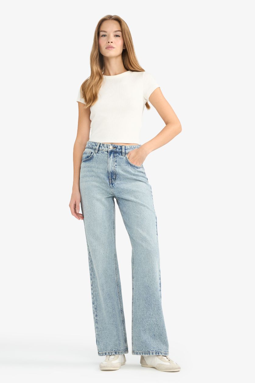 WOMAN Light Indigo Regular Hem Denim High Waist 90's Trousers
