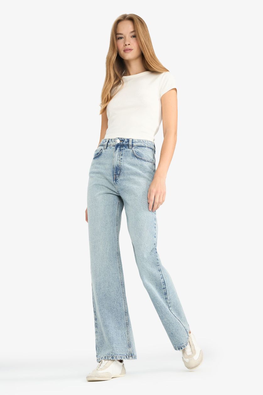 WOMAN Light Indigo Regular Hem Denim High Waist 90's Trousers