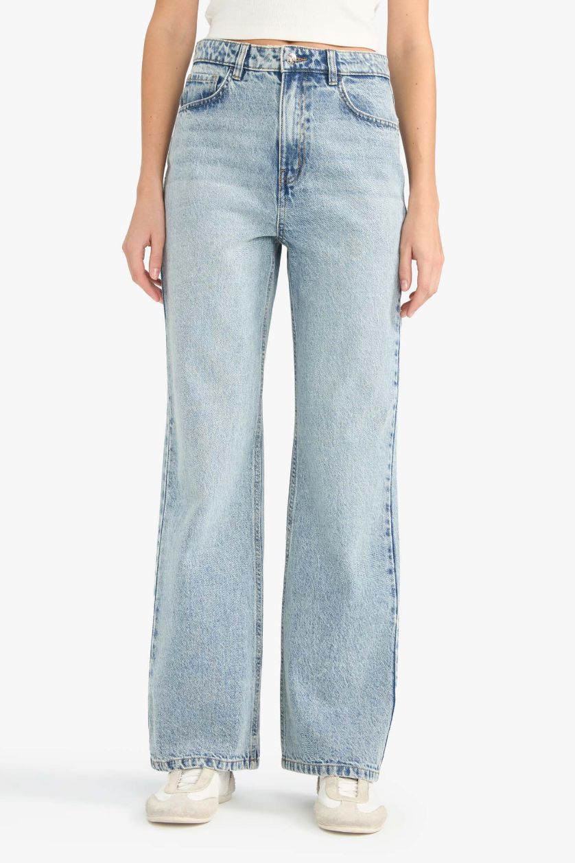 WOMAN Light Indigo Regular Hem Denim High Waist 90's Trousers