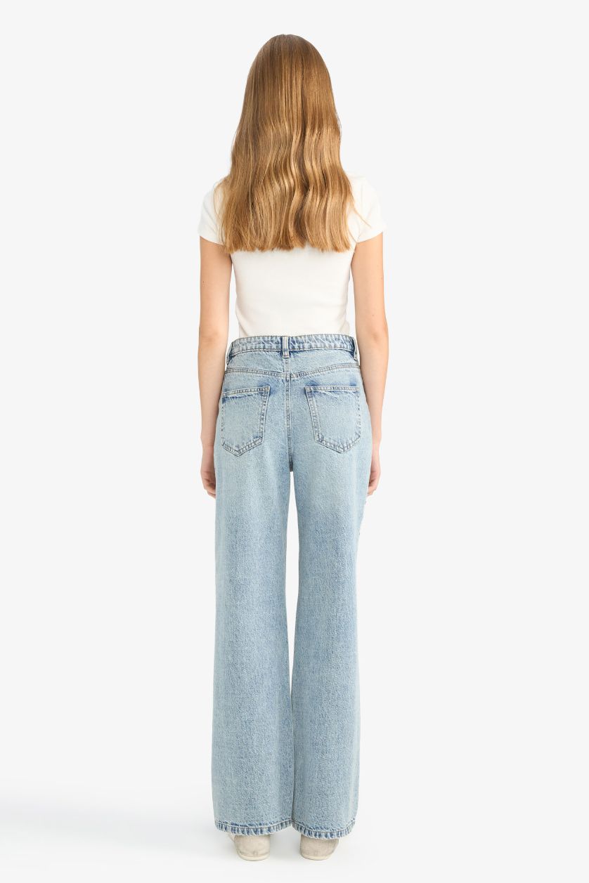WOMAN Light Indigo Regular Hem Denim High Waist 90's Trousers