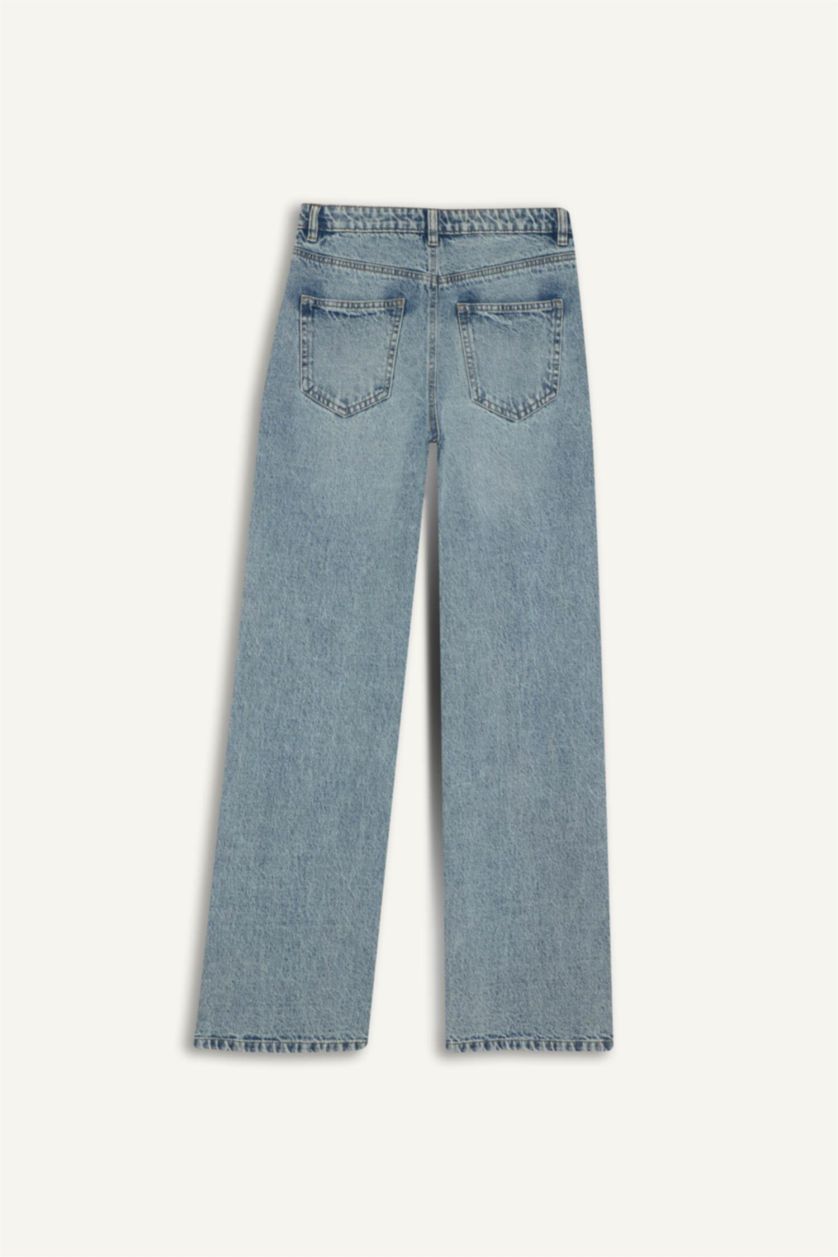 WOMAN Light Indigo Regular Hem Denim High Waist 90's Trousers