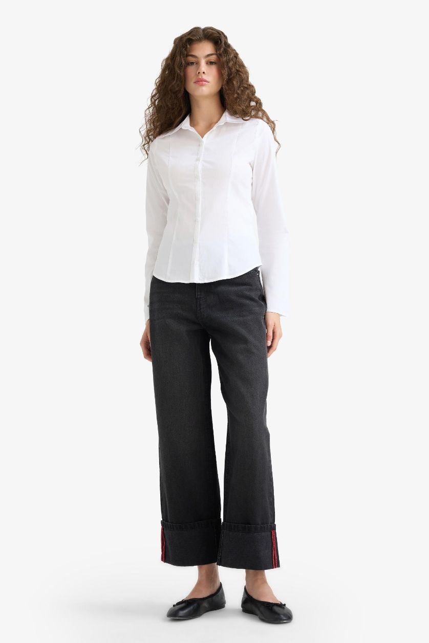 WOMAN Black Relax Fit High Waist Straight Leg Jeans