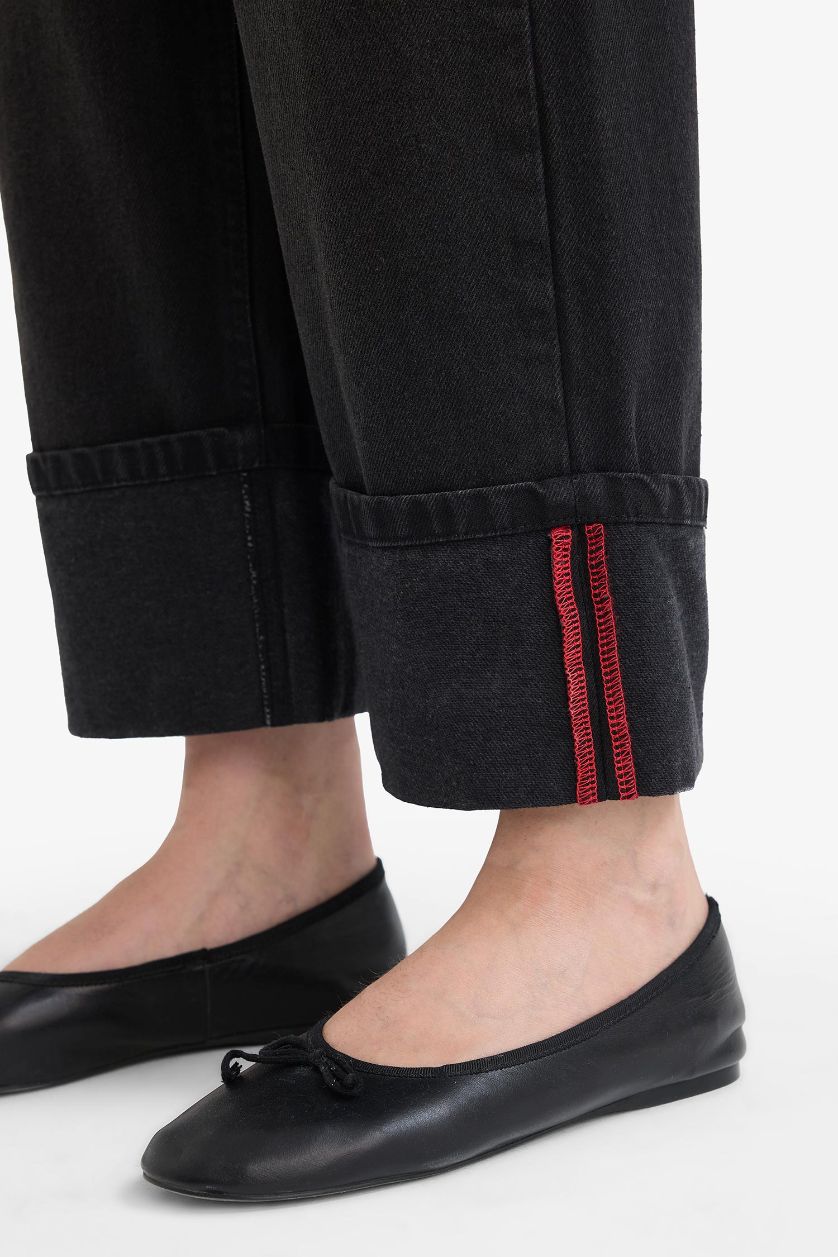 WOMAN Black Relax Fit High Waist Straight Leg Jeans