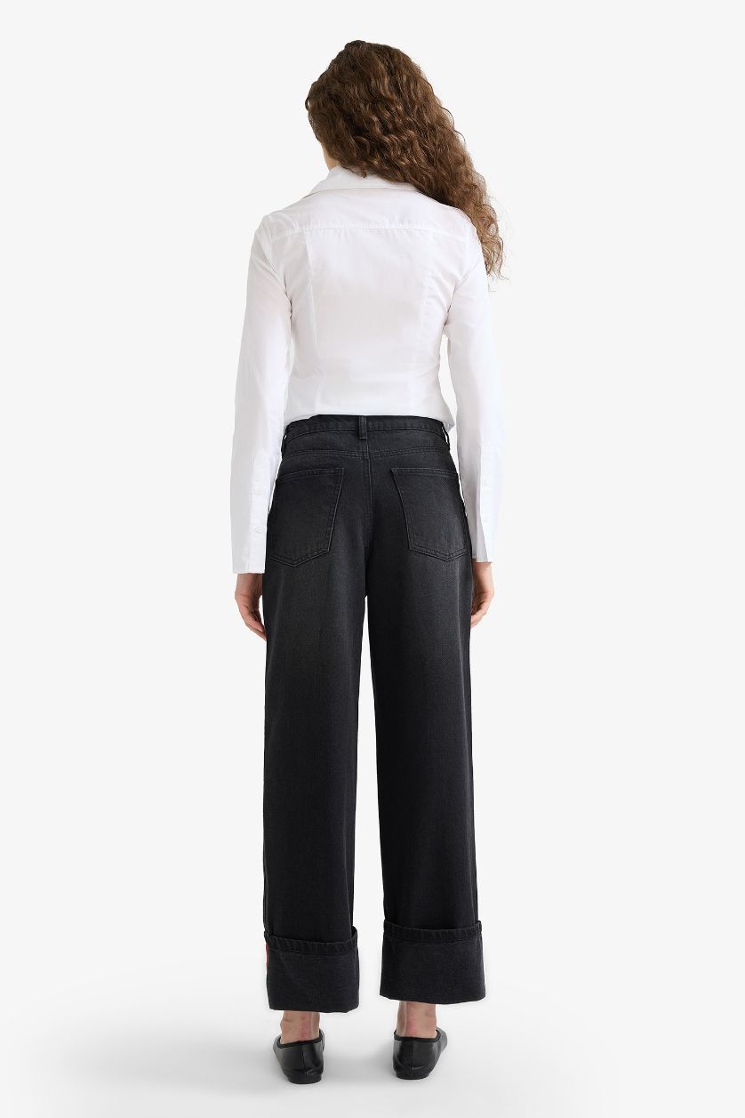 WOMAN Black Relax Fit High Waist Straight Leg Jeans