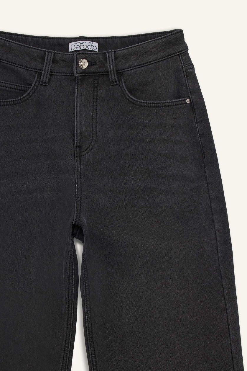 Әйелдерге Антрацит релакс пішімі деним тұрақты етек Шалбар