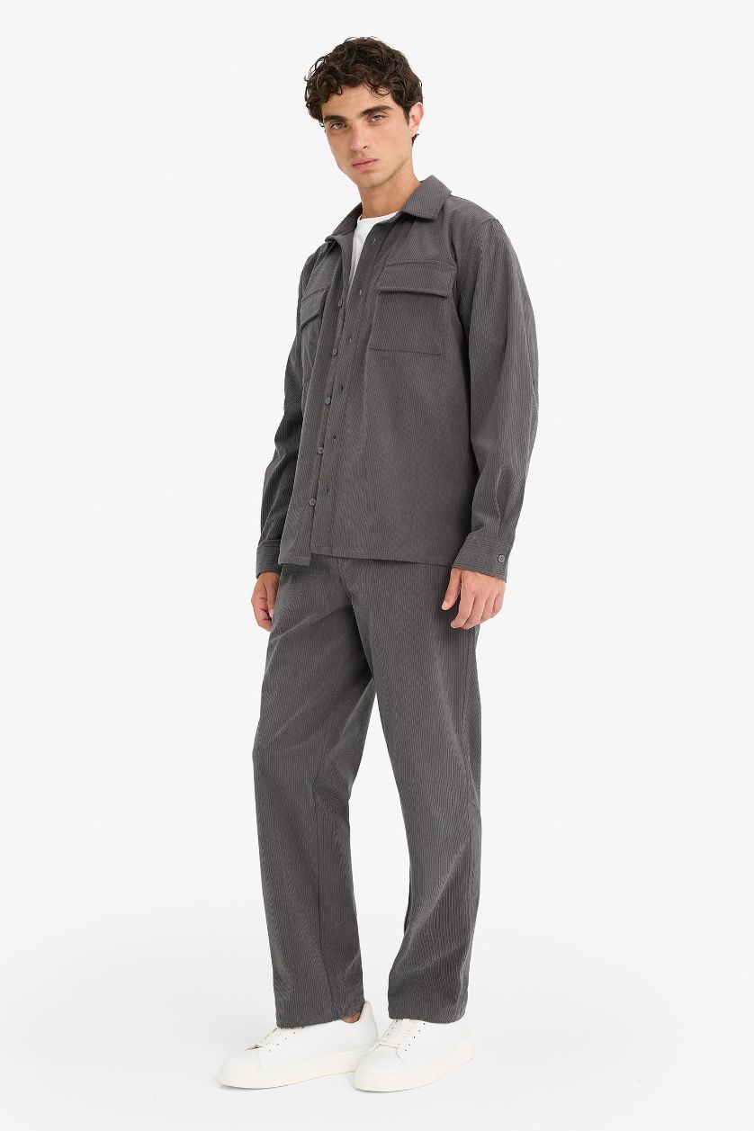 HOMME Anthracite Pantalon en velours côtelé à jambe large