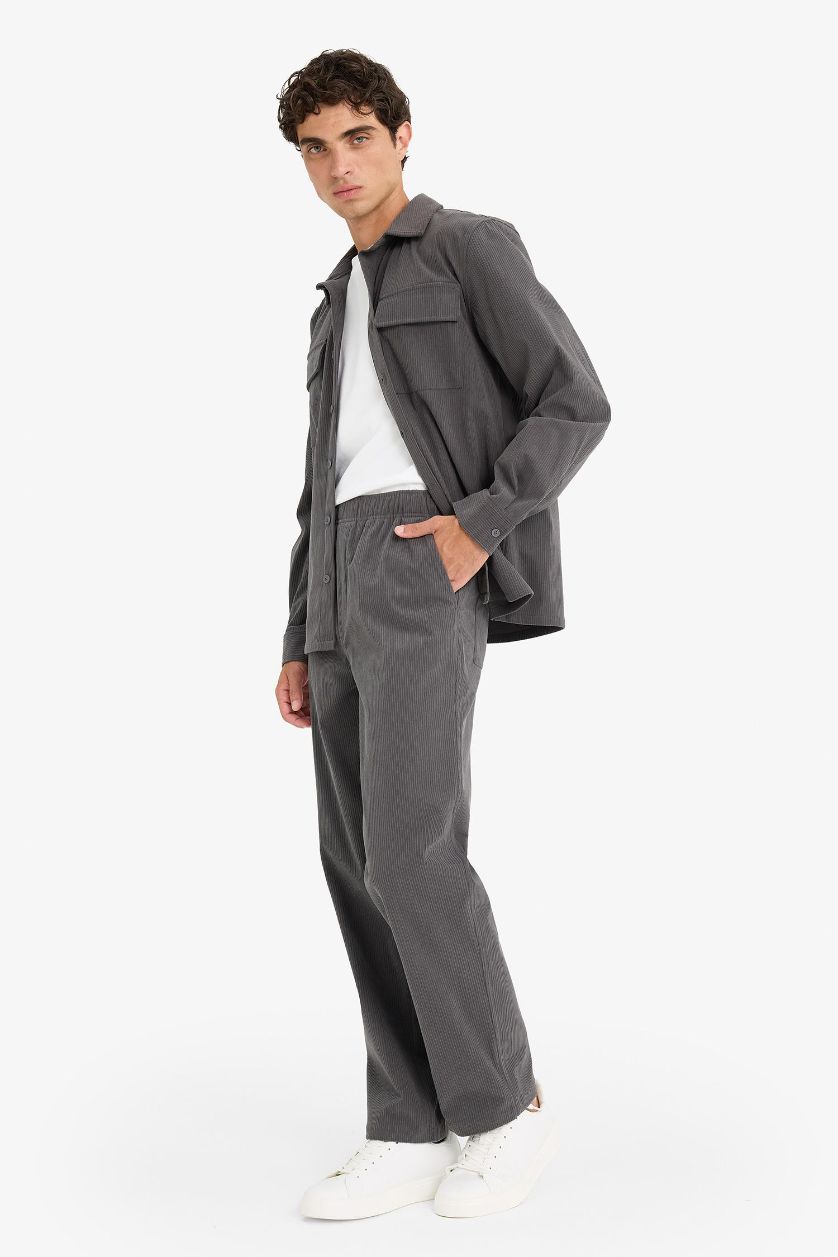 HOMME Anthracite Pantalon en velours côtelé à jambe large