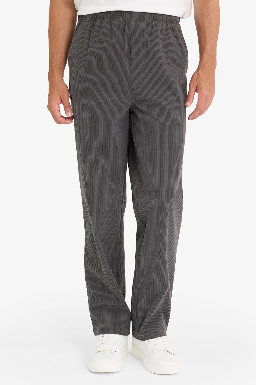 HOMME Anthracite Pantalon en velours côtelé à jambe large