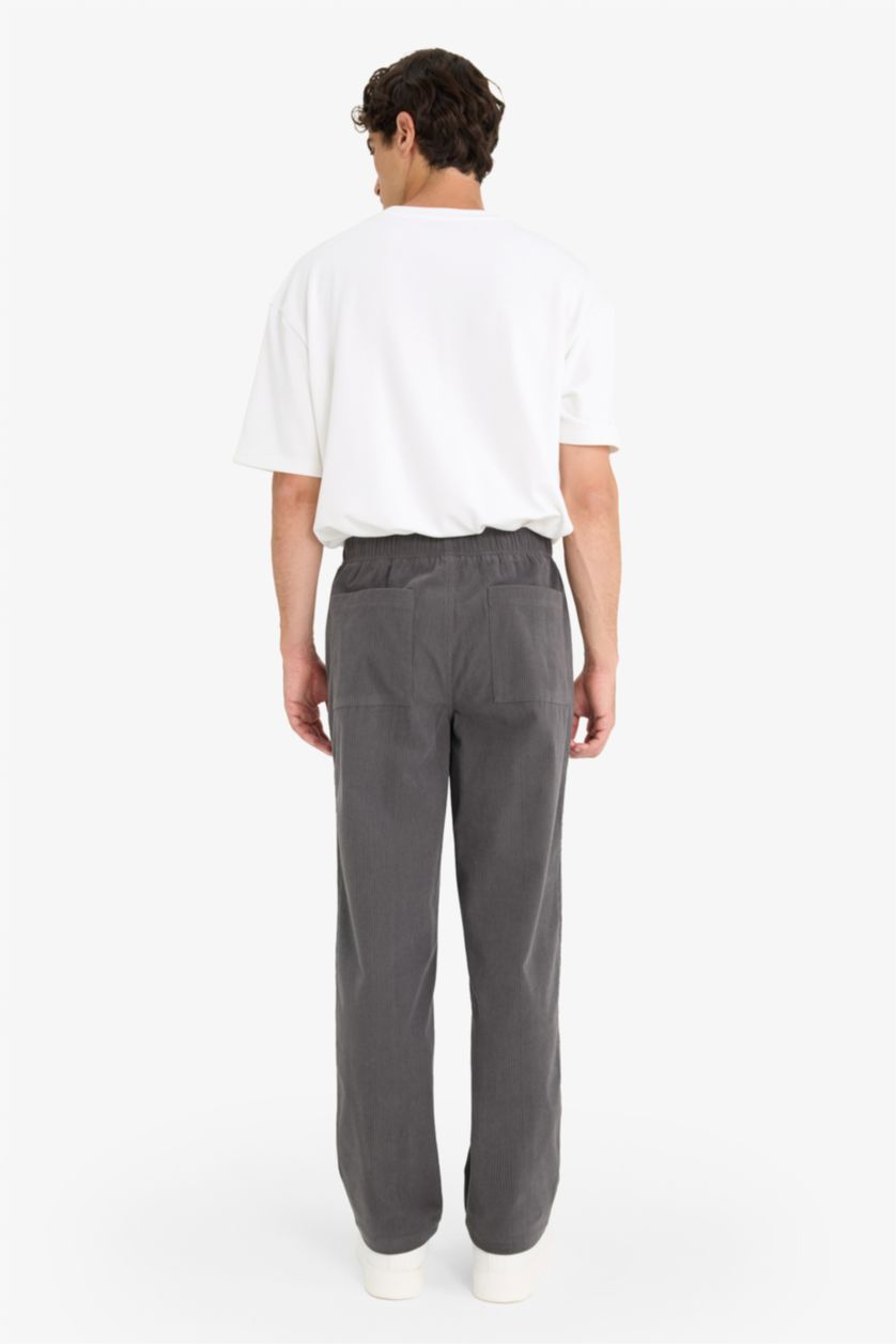 HOMME Anthracite Pantalon en velours côtelé à jambe large