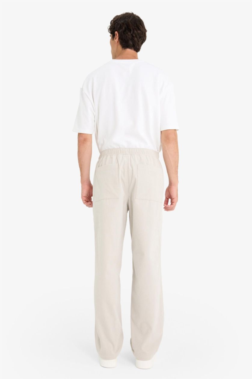 رجال اللون الحجري بنطرون مخمل مضلع وايد ليج وايد ليج