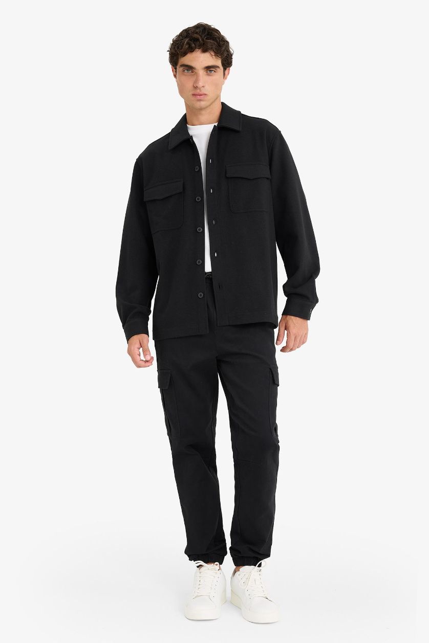 Erkek Siyah Kargo Cepli Jogger Paça Pantolon