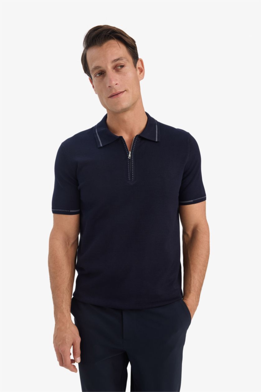 MAN NAVY Standard Fit Polo Collar Knitwear Polo T-Shirt