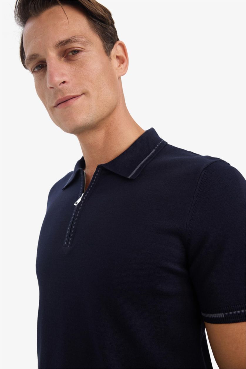 MAN NAVY Standard Fit Polo Collar Knitwear Polo T-Shirt
