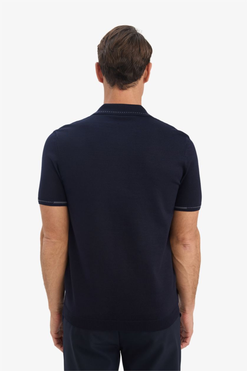 MAN NAVY Standard Fit Polo Collar Knitwear Polo T-Shirt