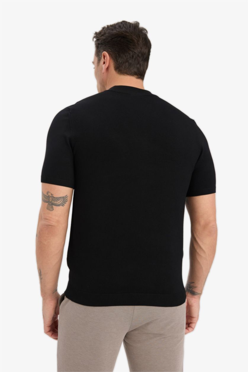 HOMME Noir Coupe standard Tricot T-shirt à manches courtes