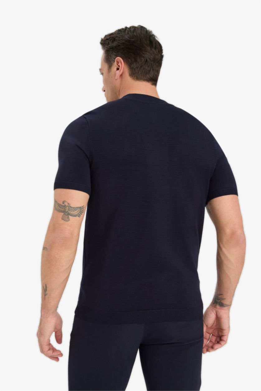 HOMME Marin Coupe standard Tricot T-shirt à manches courtes