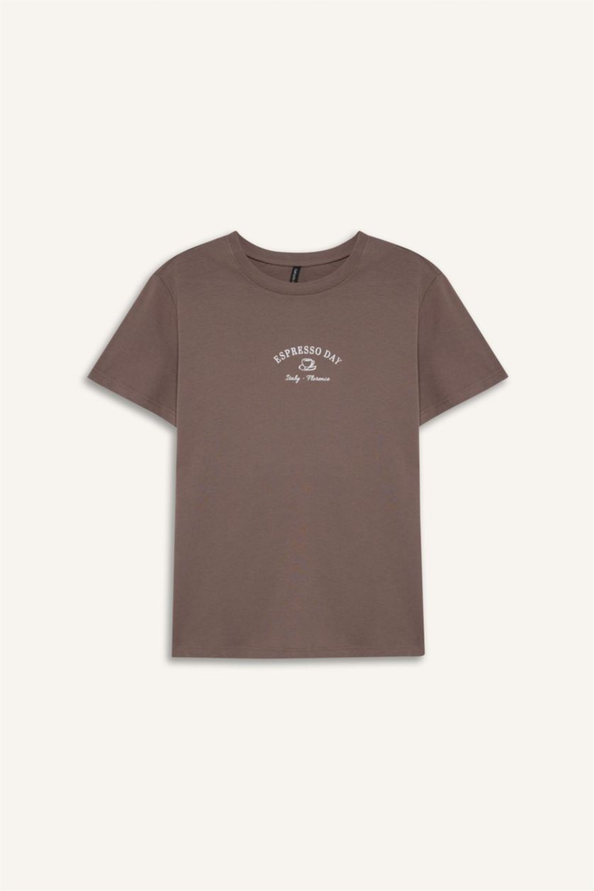 نساء بني فاتح تيشيرت نص ردن بطبعة شعار قصة مريحة