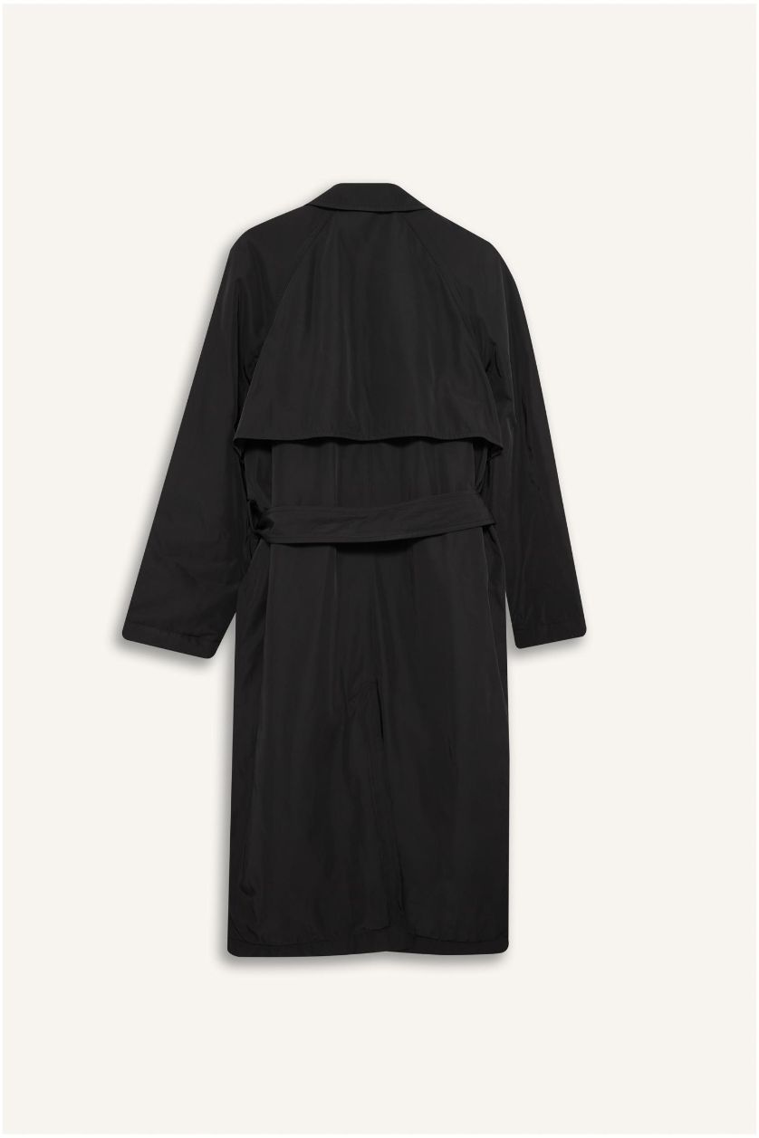Woman Black Regular Fit Trenchcoat