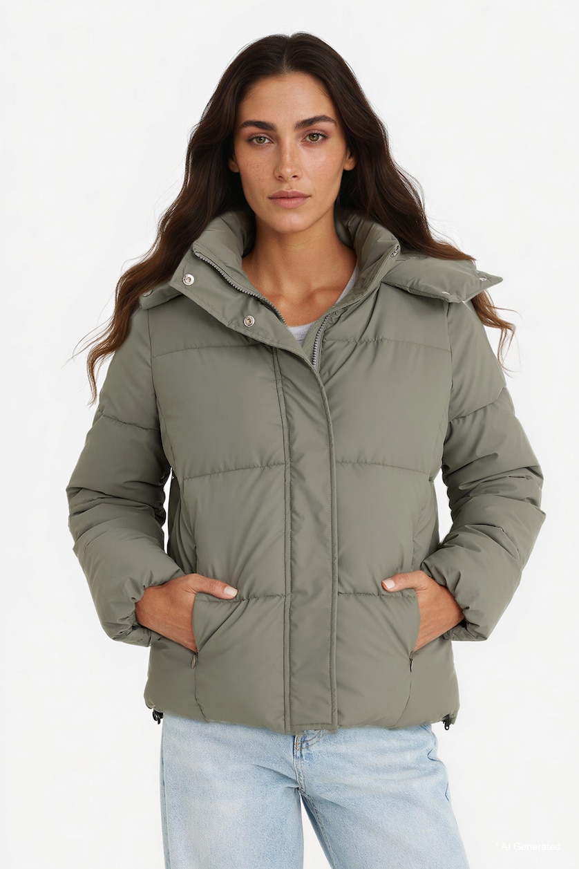 Woman Khaki Puffer Jacket