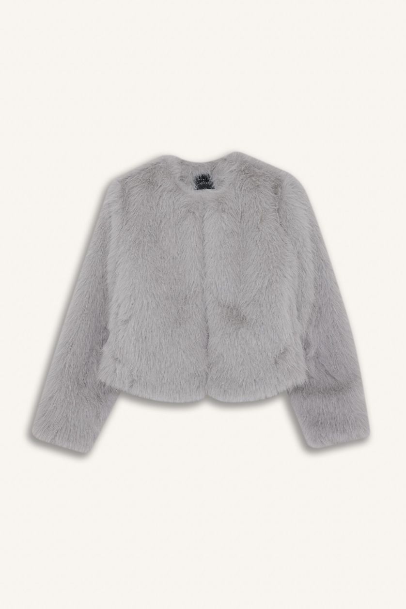 Kadın Gri Suni Kürk