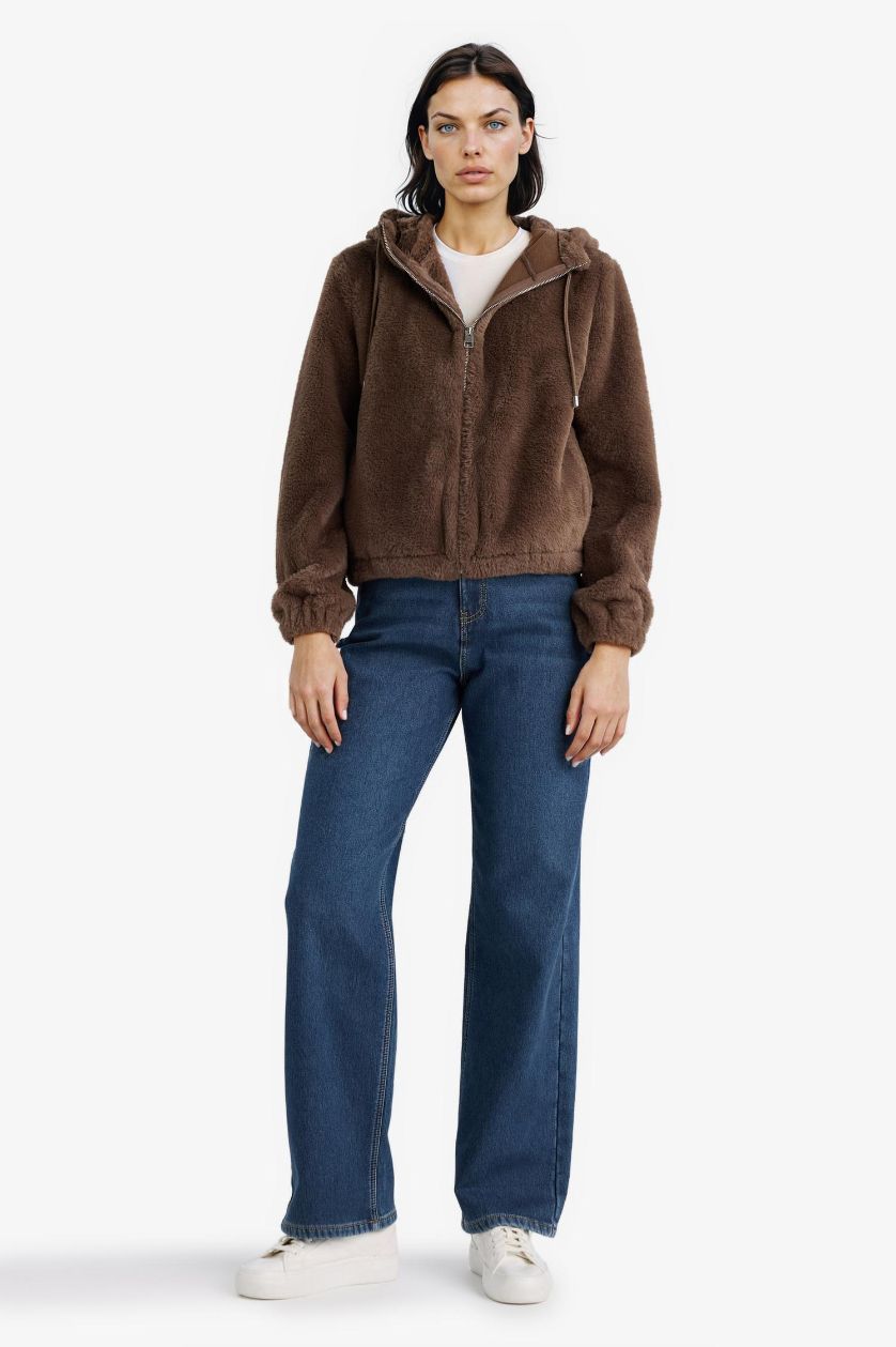 Woman Vison Regular Fit Fleece Lined Fur Faux Fur