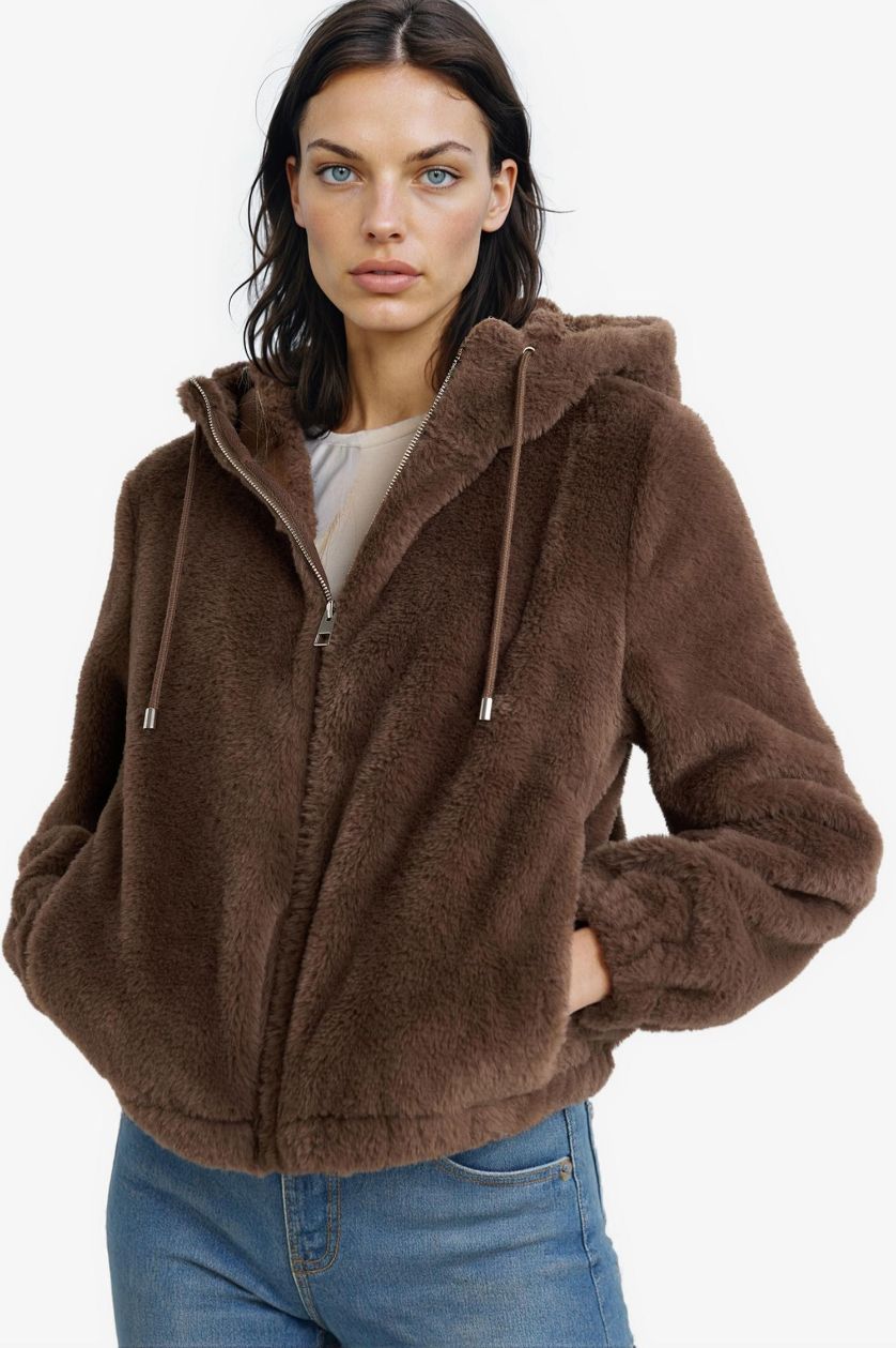 Woman Vison Regular Fit Fleece Lined Fur Faux Fur