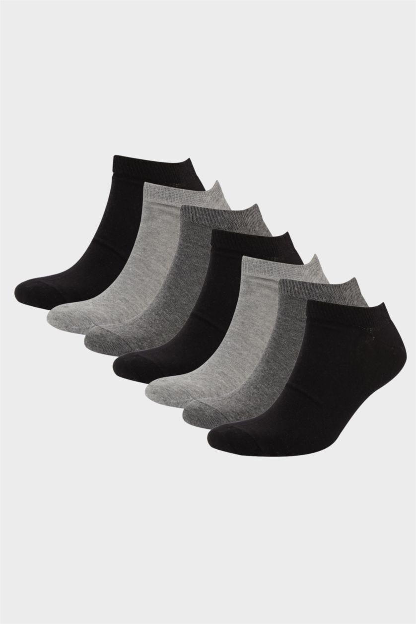 Men Grey 7 piece Cotton Short Socks
