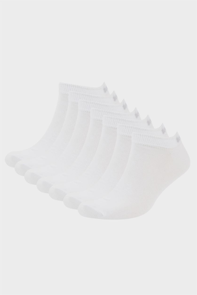 Erkek Beyaz Erkek 7'li Pamuklu Patik Çorap