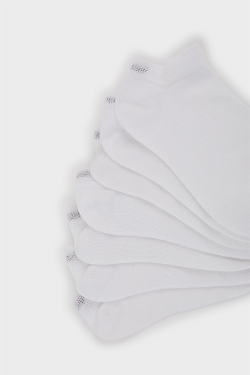 Erkek Beyaz Erkek 7'li Pamuklu Patik Çorap