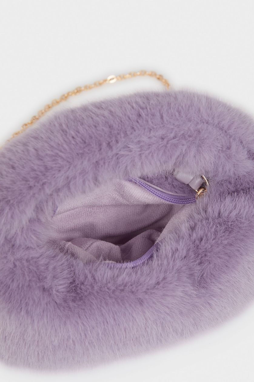 Kız Çocuk - Genç Kız Mor Pelüş Çapraz Çanta Kız Çocuk
