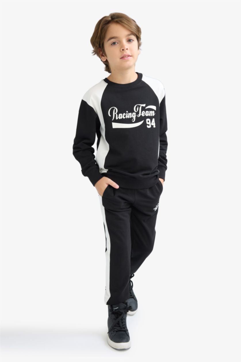BOYS & TEENS Black Boy Elastic Waist Printed Jogger Sweatpants