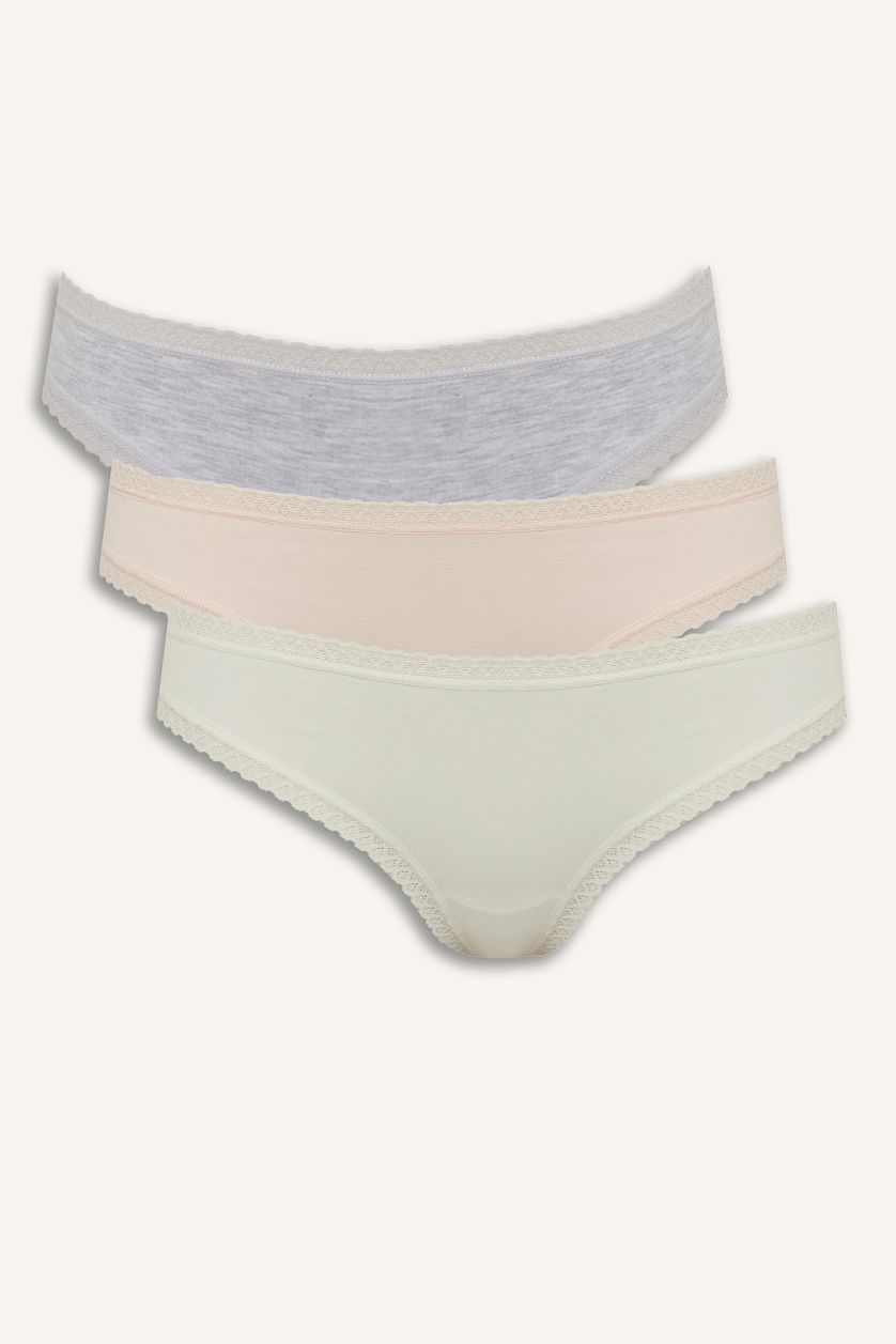 حريمي ميلانج رمادي كلوت برازيلي دانتيل- 3 قطع