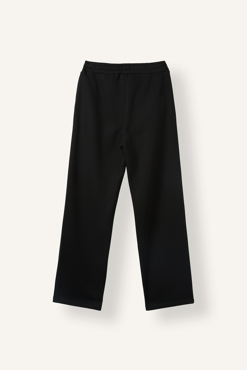 Women Black Straight Fit Thick Sweatshirt Fabric Trousers