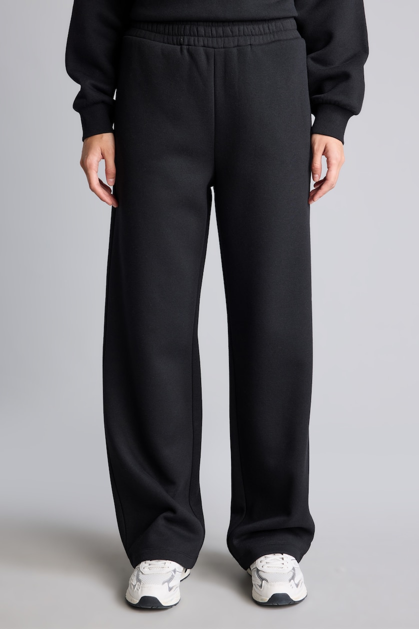 Woman Black Straight Fit Thick Sweatshirt Fabric Trousers