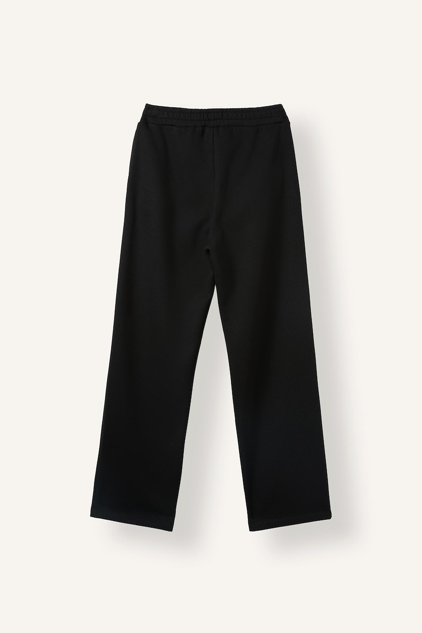 Woman Black Straight Fit Thick Sweatshirt Fabric Trousers