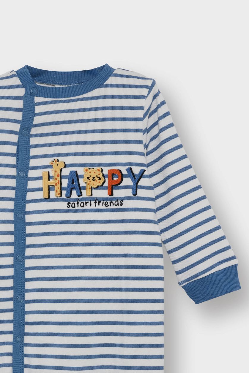 Baby Boy Blue Camisole Regular Fit Crew Neck Slogan Jumpsuit