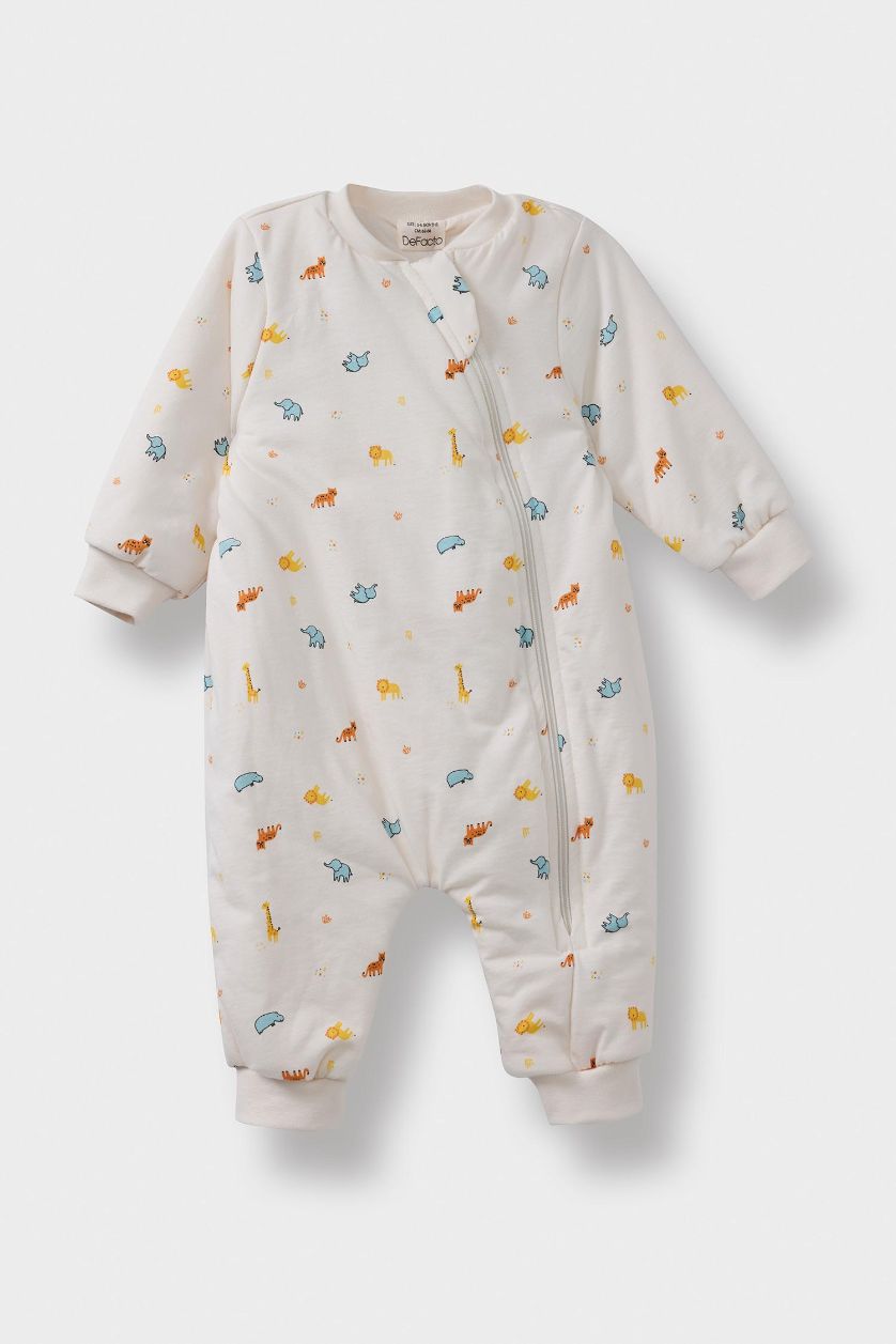BÉBÉ GARÇON Écru Combinaison imprimée à manches longues pour nouveau-né garçon