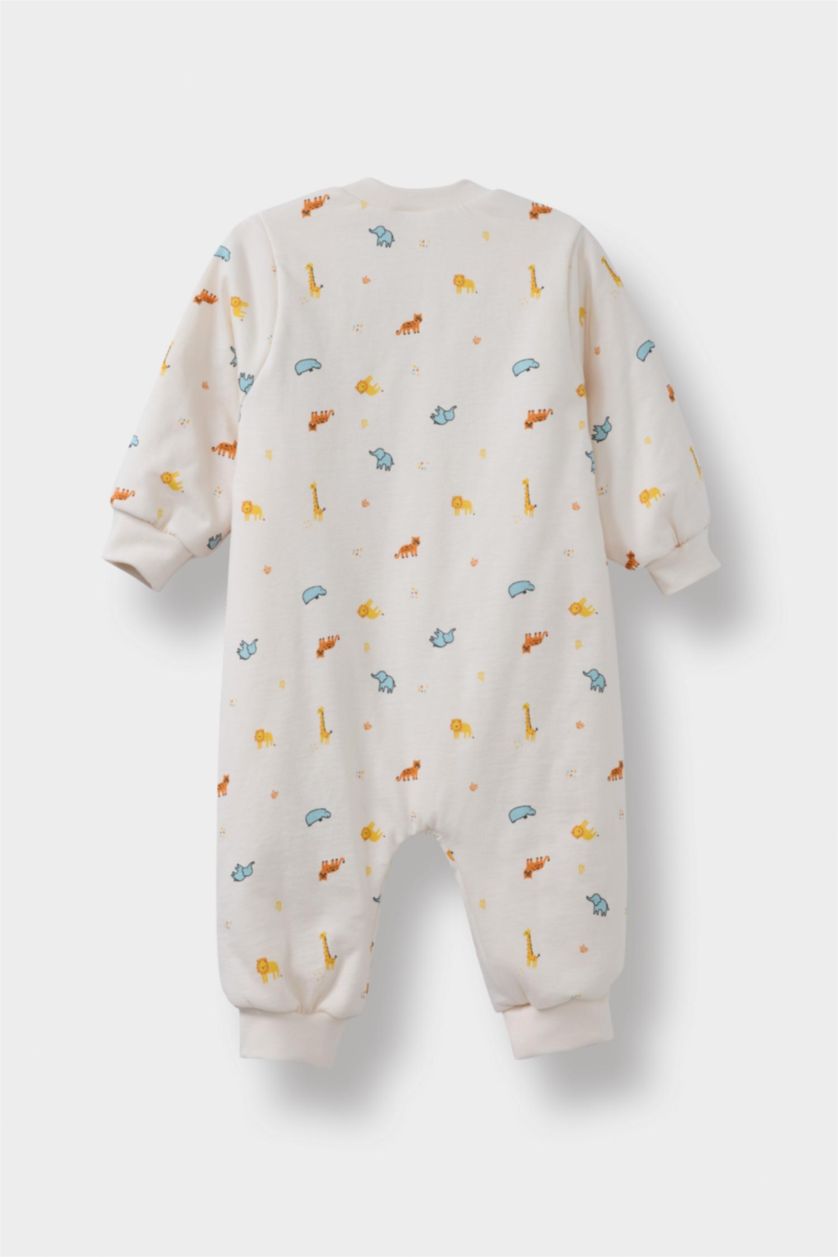 BÉBÉ GARÇON Écru Combinaison imprimée à manches longues pour nouveau-né garçon