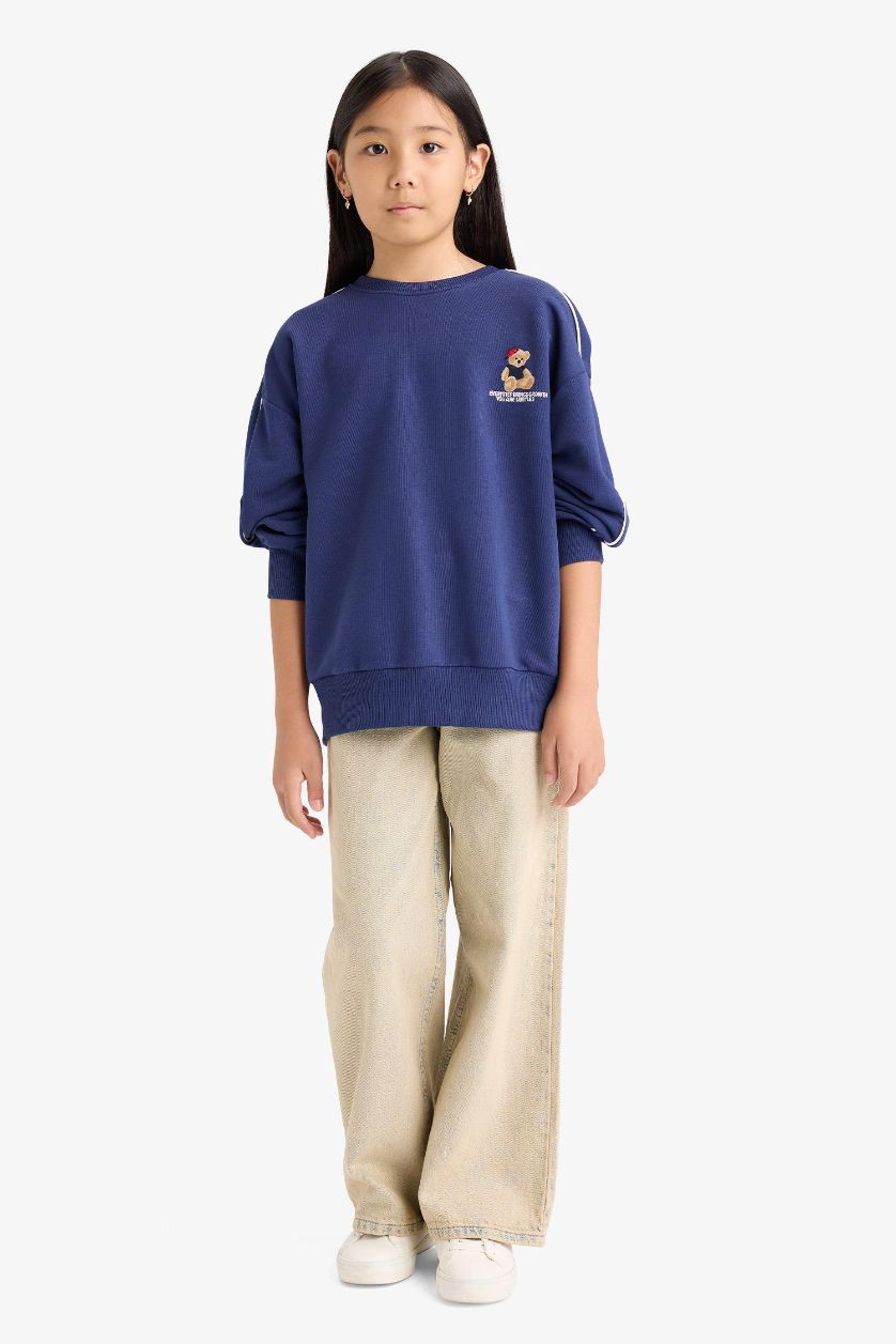 FILLES Marin Sweatshirt oversize imprimé à col rond pour fille