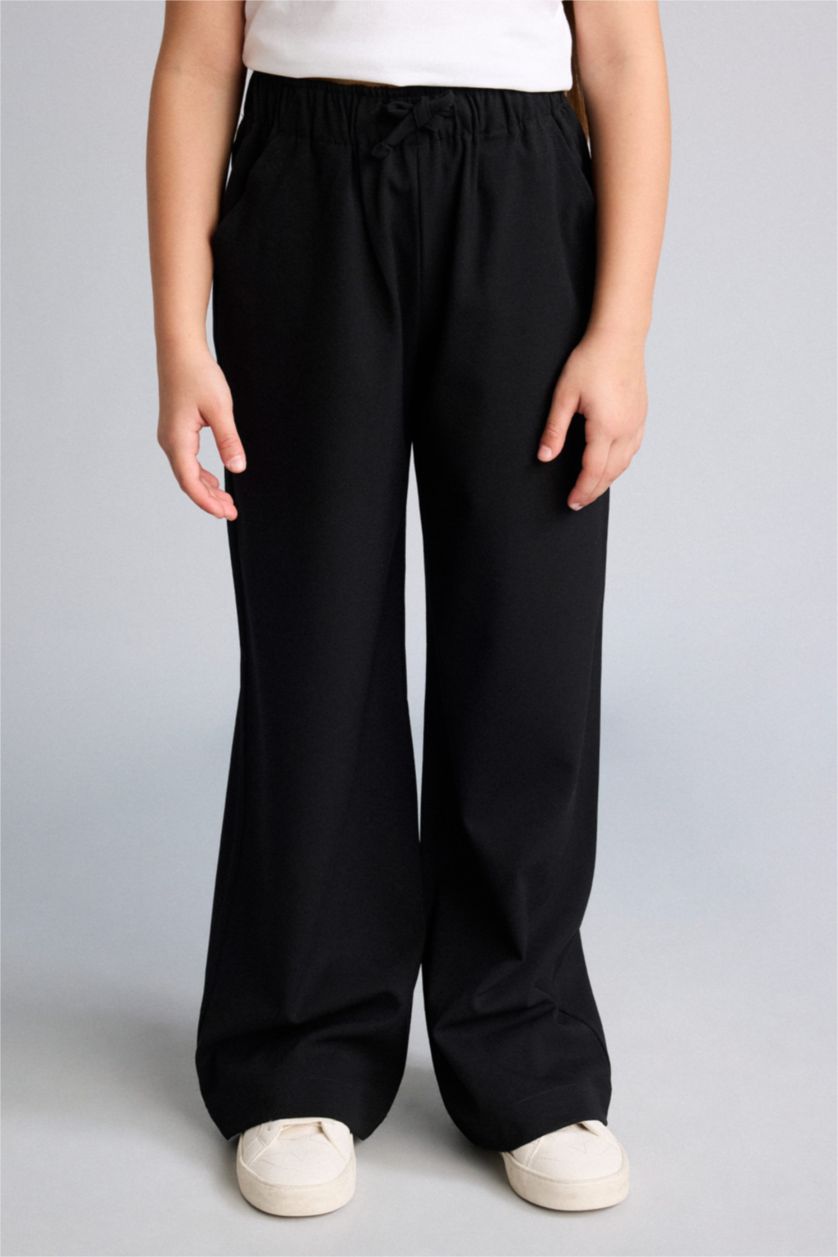 Қыздар Және Жасөспірімдер қара Wide Leg шалбар