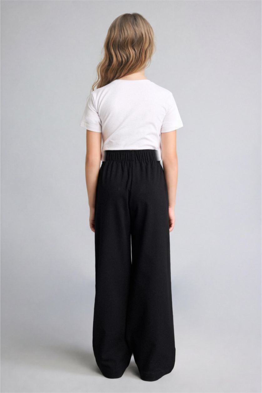 Қыздар Және Жасөспірімдер қара Wide Leg шалбар