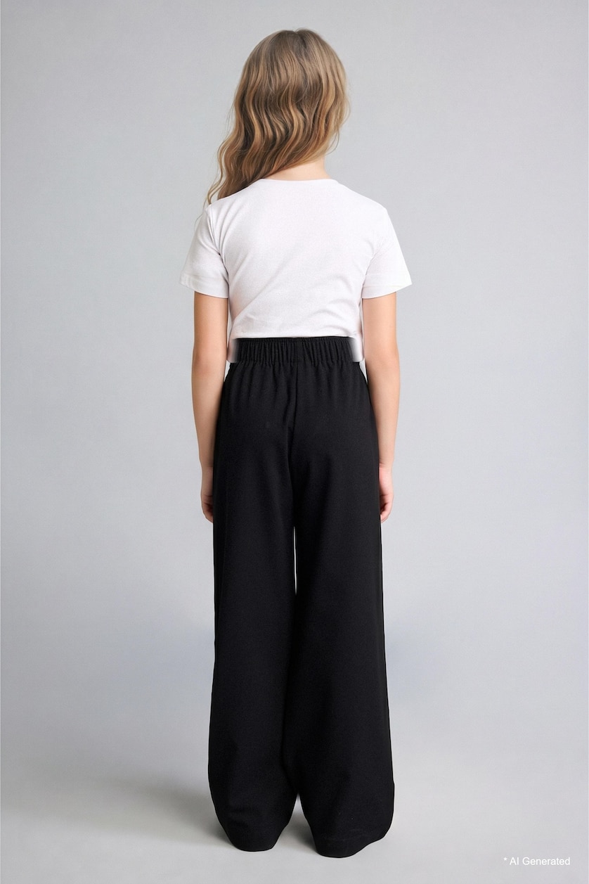 VAJZA & ADOLESHENTE Black Girl Wide Leg Trousers
