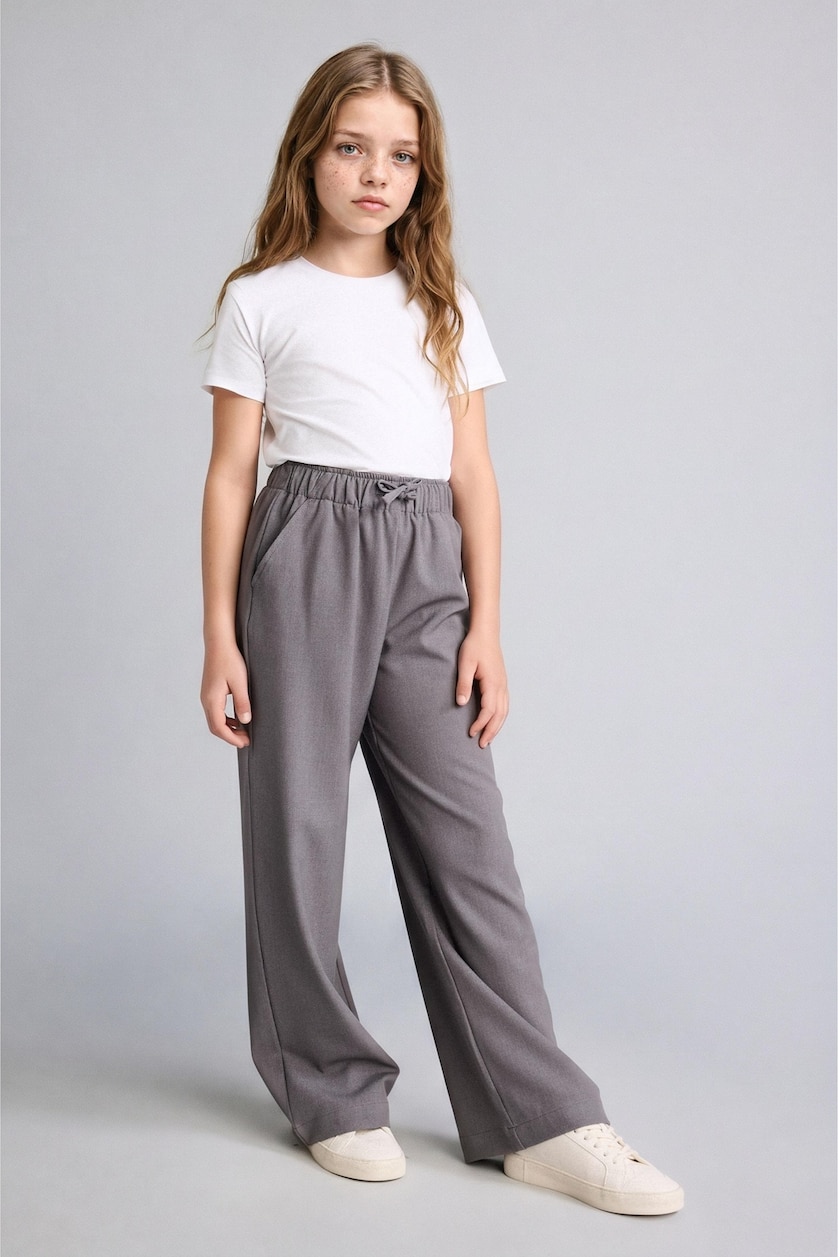 GIRLS & TEENS Grey Girl Wide Leg Trousers
