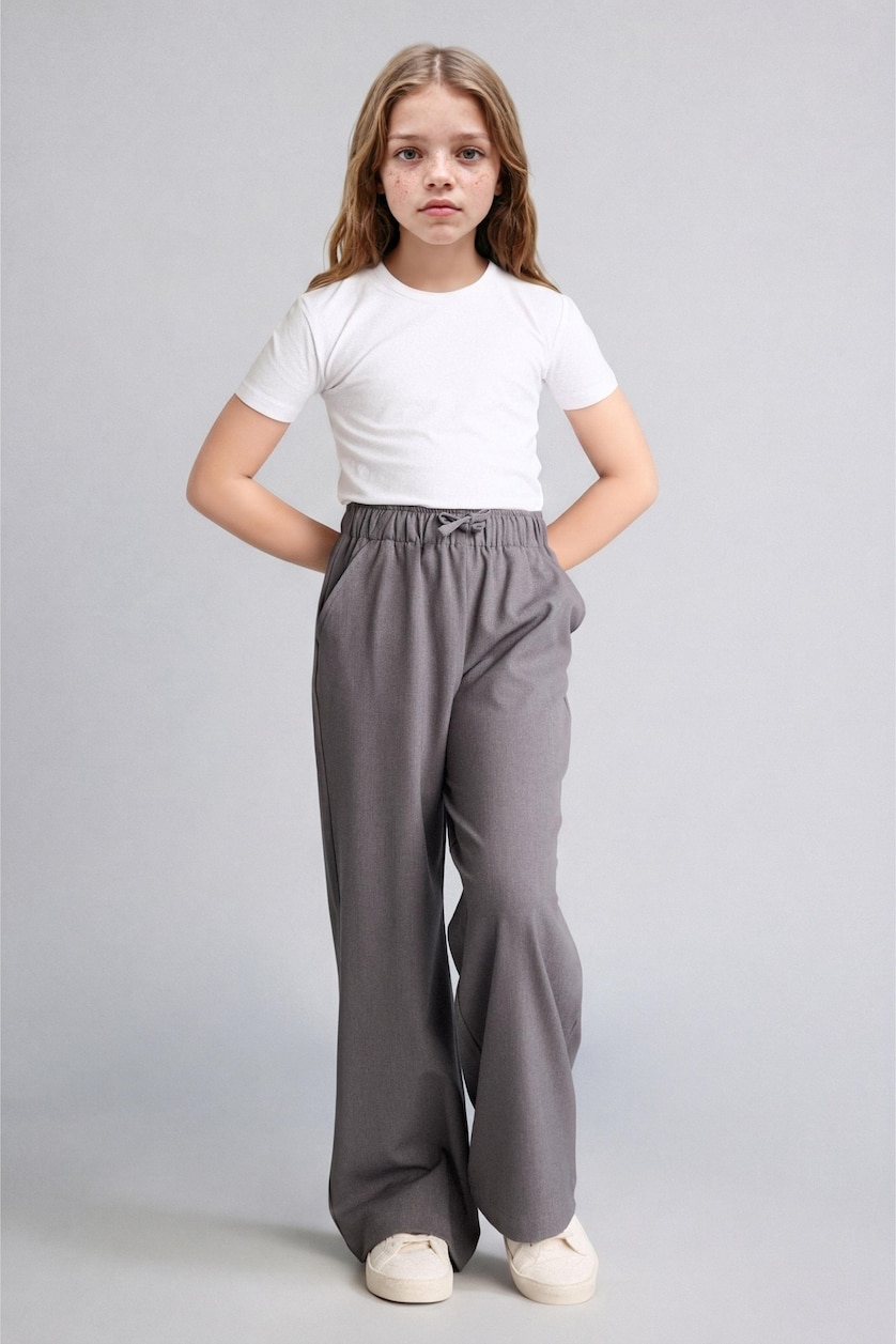 GIRLS & TEENS Grey Girl Wide Leg Trousers