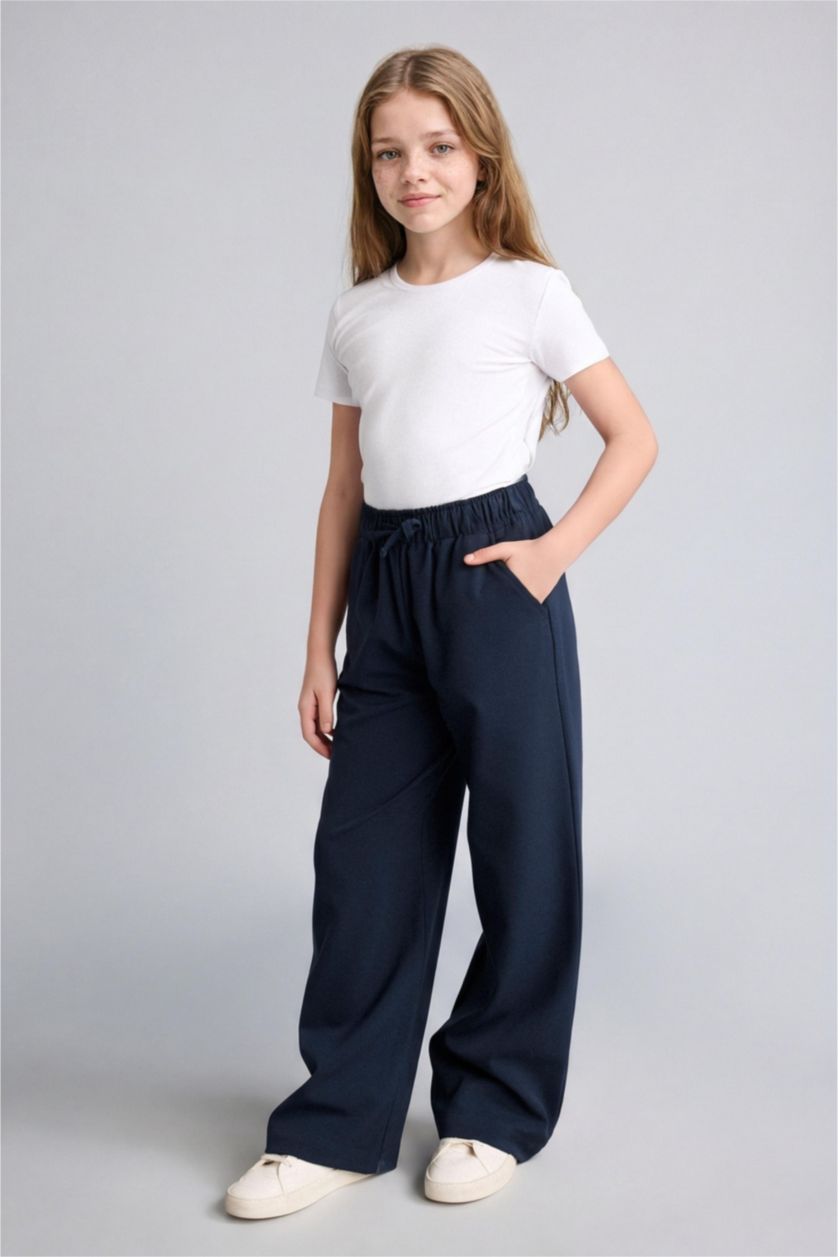 Қыздар Және Жасөспірімдер әскери-теңіз Wide Leg шалбар