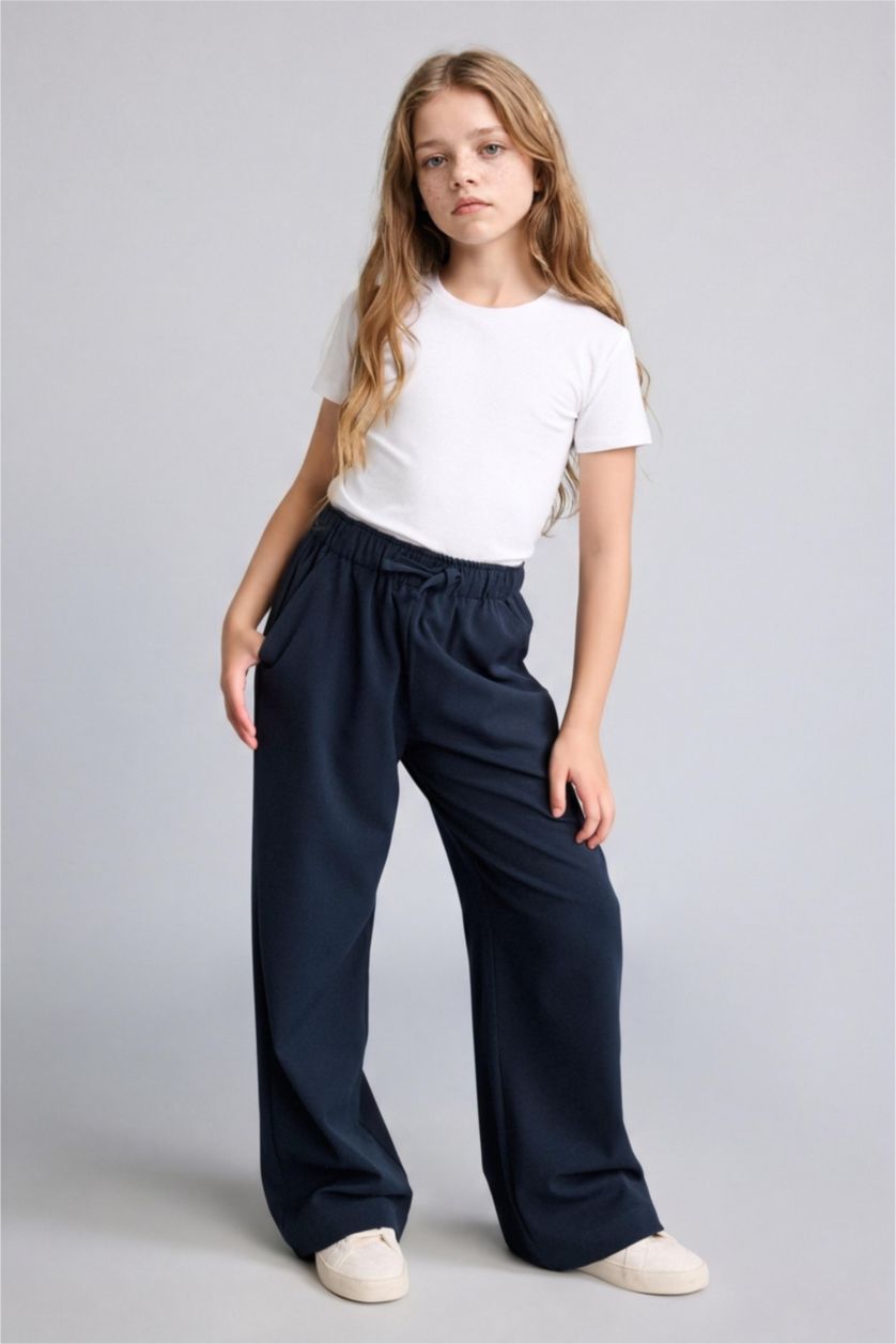 Қыздар Және Жасөспірімдер әскери-теңіз Wide Leg шалбар