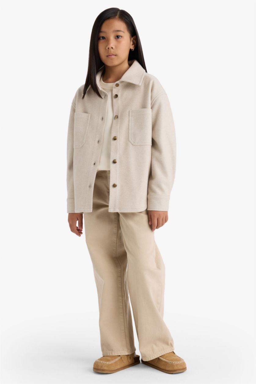 GIRLS & TEENS Ecru Girl Long Sleeve Buttons Shirt